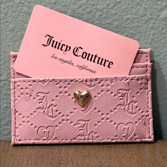 Juicy Couture Accessories - New Juicy Couture Pink Quilted Card Holder Wallet with Gold Heart